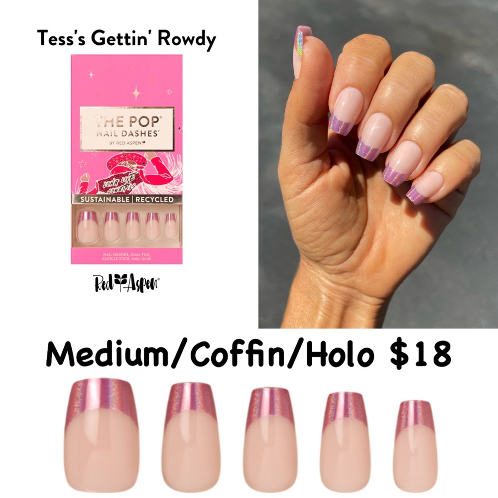 Red Aspen Tess's Gettin' Rowdy Press-On Nails - Pink and Cream
